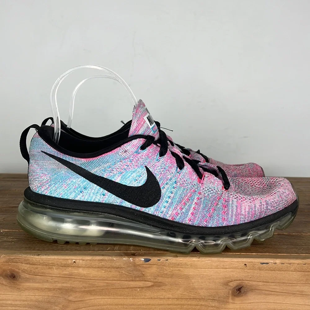 NIKE pink black and blue flyknit max running sneakers us women’s size 8